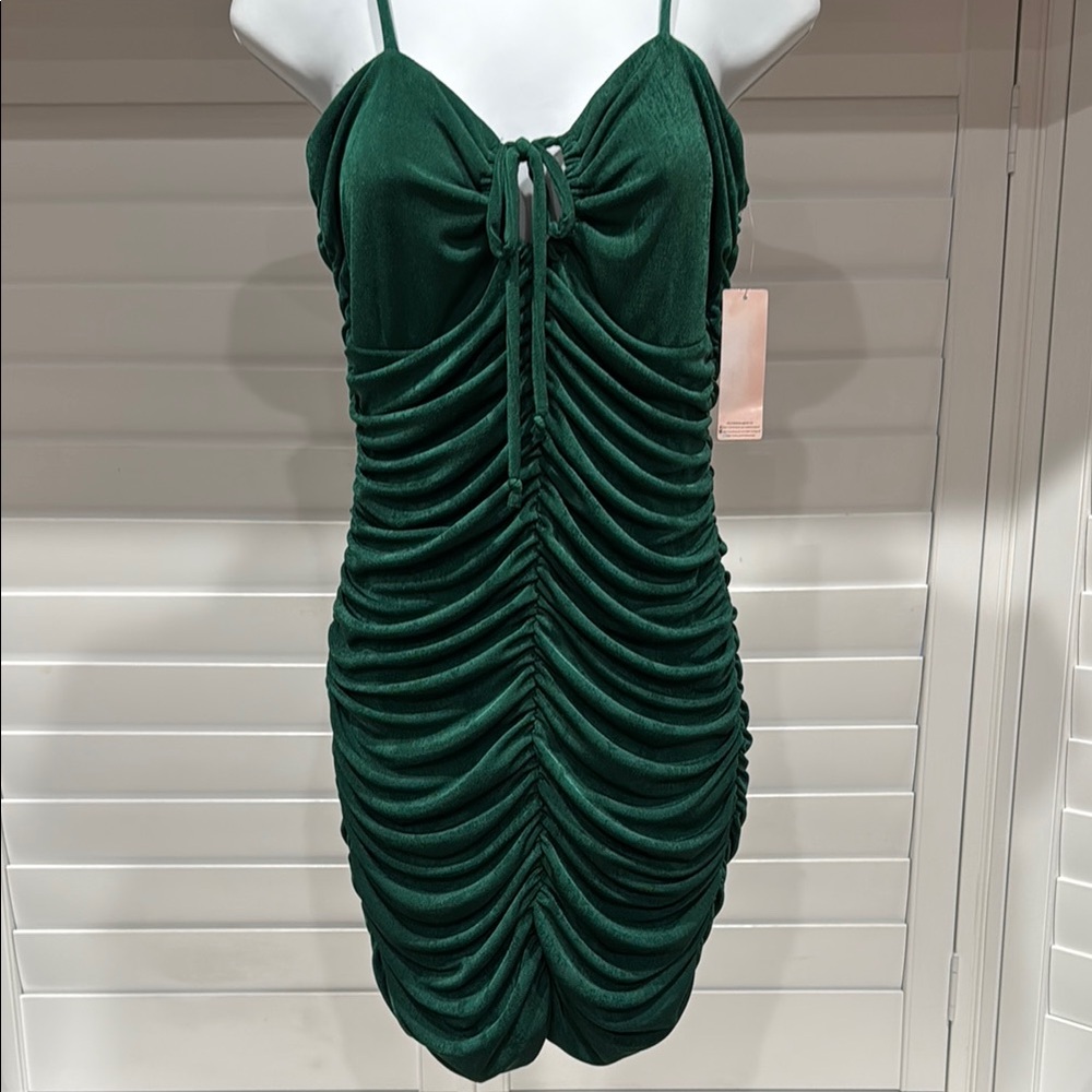 Elegant Green Ruched Dress